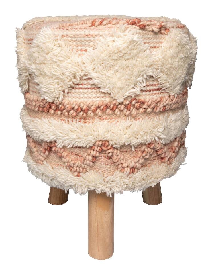 360 Living Hocker Bohist 200 rosa creme Baumwolle Baumwolle Holz H/D: ca. 50x38 cm