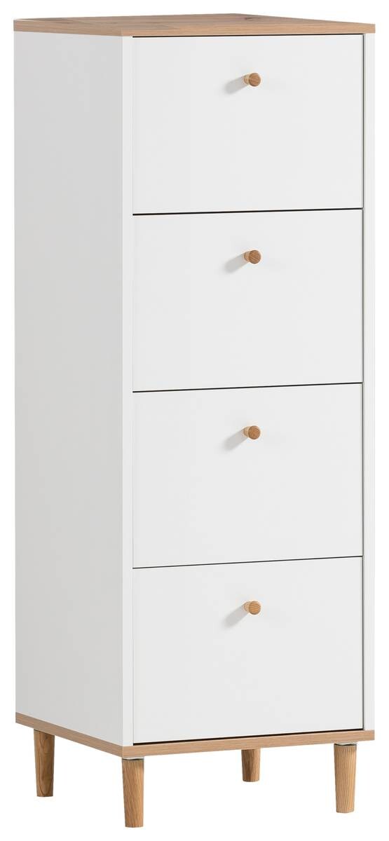 Kommode Hilda weiß matt Eiche Artisan Nachbildung B/H/T: ca. 40,1x116,7x40 cm Kommode Hilda weiß matt Eiche Artisan Nachbildung B/H/T: ca. 40,1x116,7x40 cm