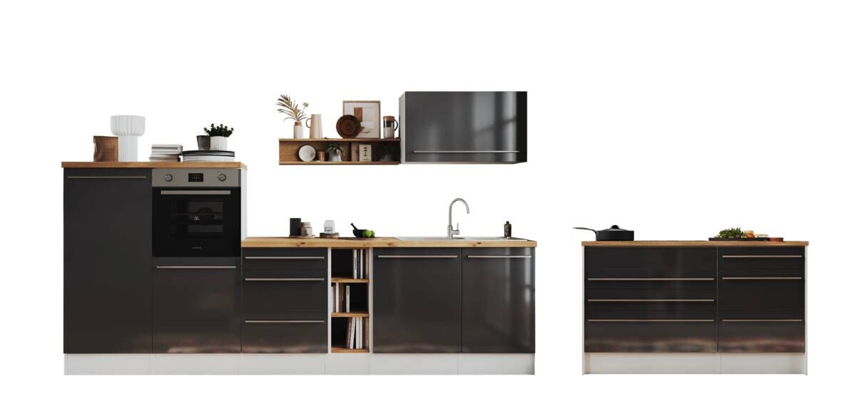 Respekta Inselküche Gabriel grau matt B/H/T: ca. 320x200x60 cm