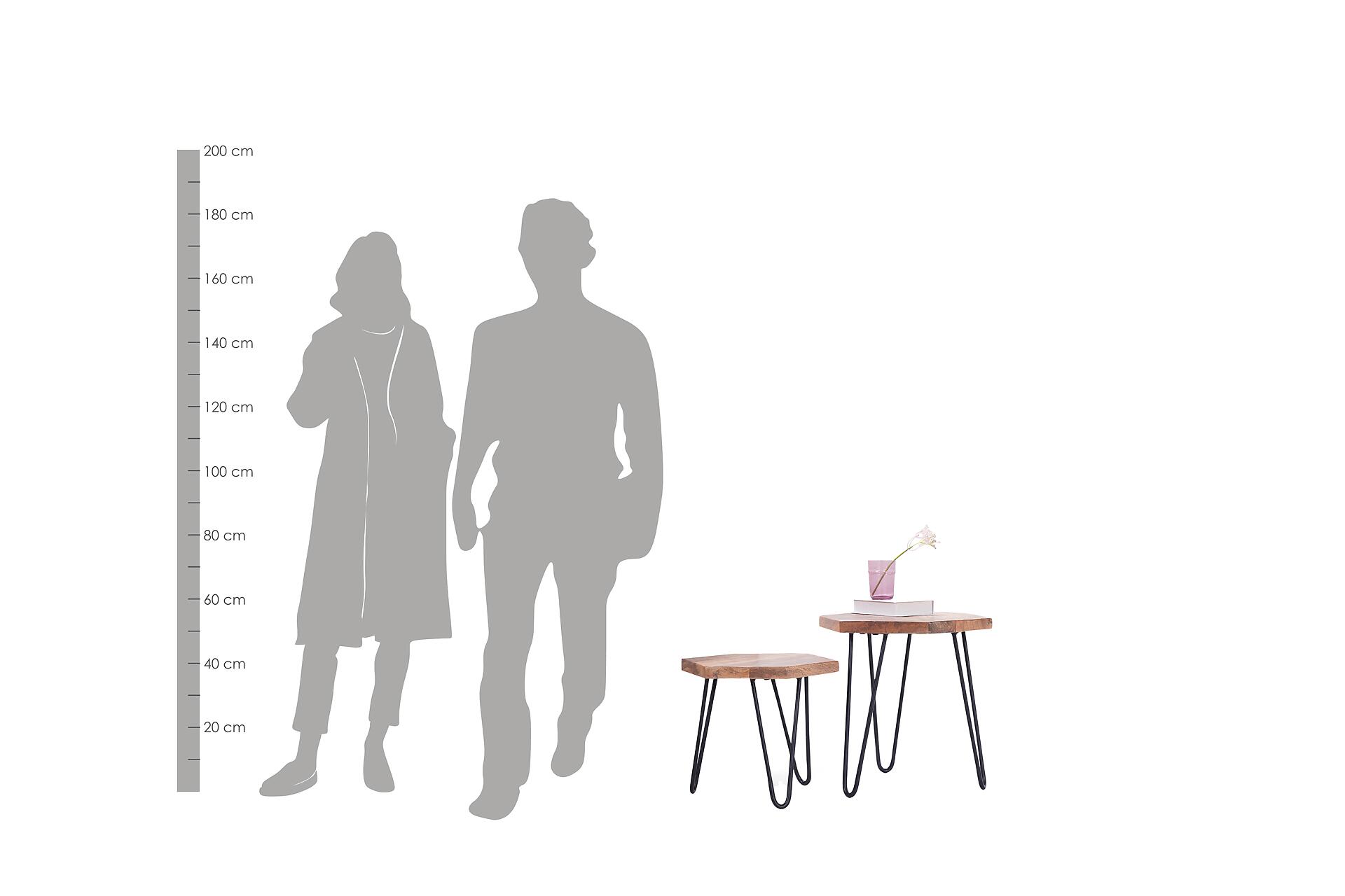 Beistelltisch ELEA natur schwarz pulverbeschichtet Echtholz Metall