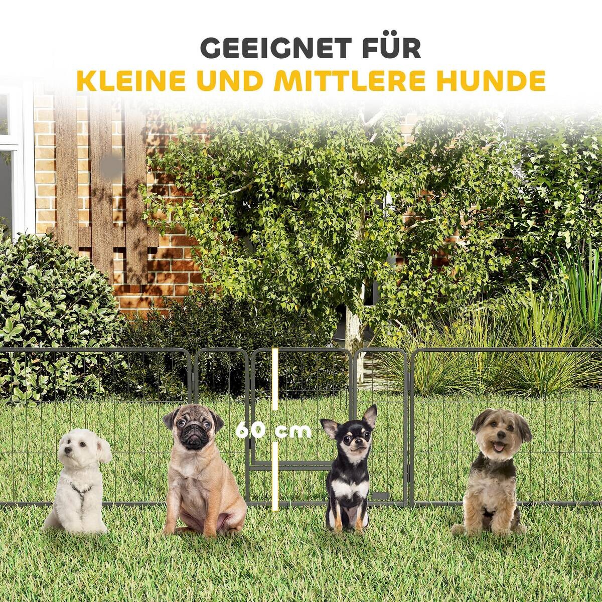 PawHut Welpenauslauf schwarz Stahl B/H/L: ca. 1,5x60x80 cm