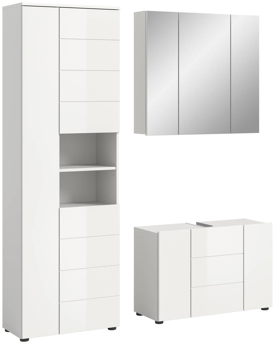 Badezimmer-Set VIRA weiß weiß Hochglanz B/H/T: ca. 157x190x34 cm