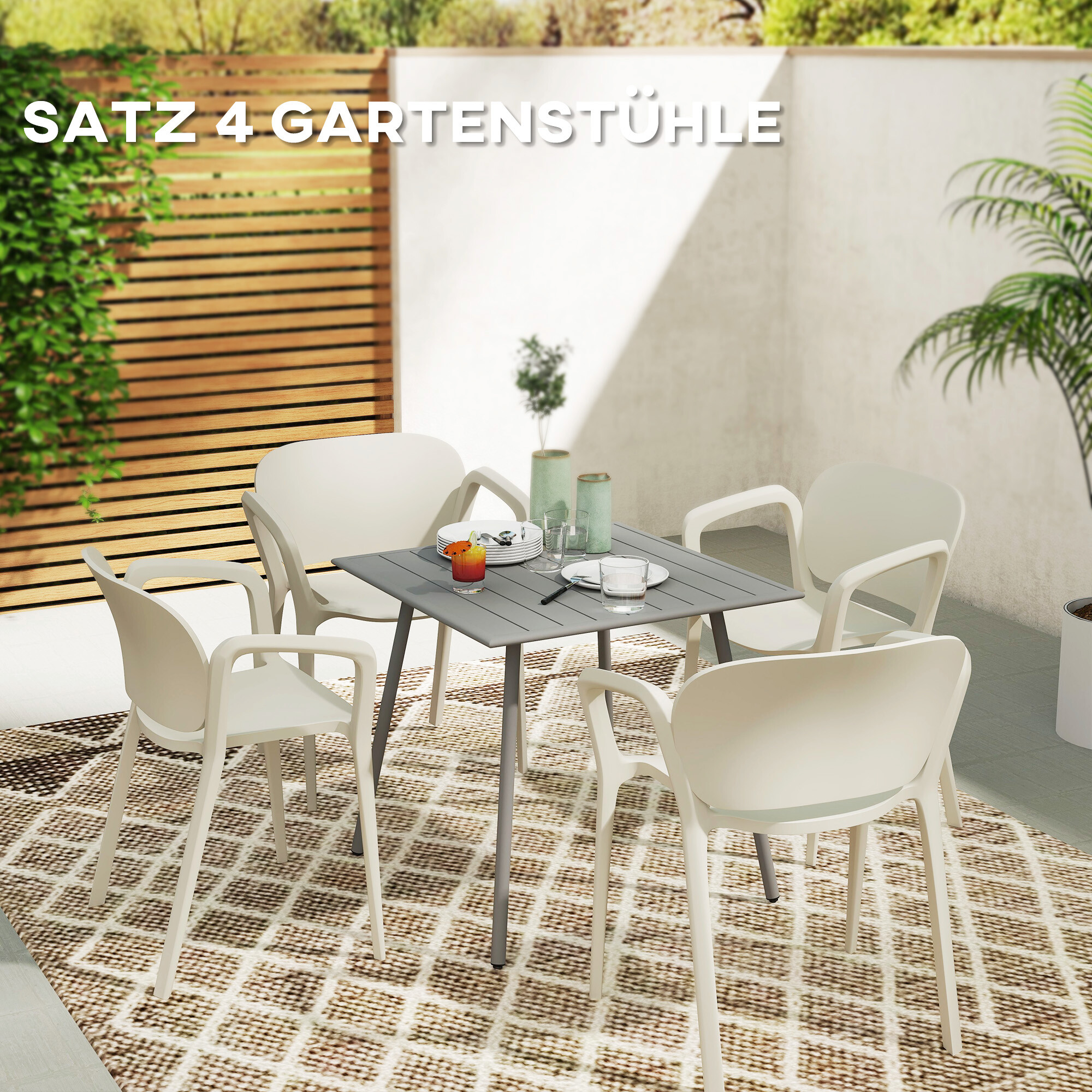 Outsunny Balkonstühle weiß Kunststoff B/H/L: ca. 56x75x60 cm