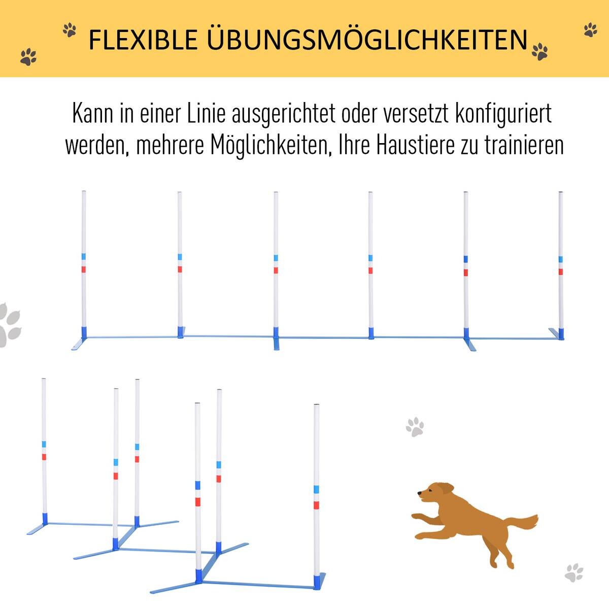 PawHut Hunde-Agility-Set blau Kunststoff B/H/L: ca. 60x94x305 cm