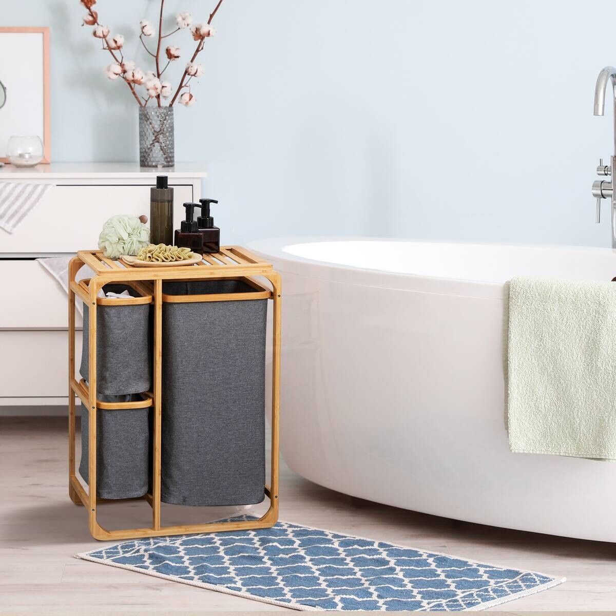 HOMCOM Wäschekorb natur B/H/L: ca. 32x50x69,7 cm