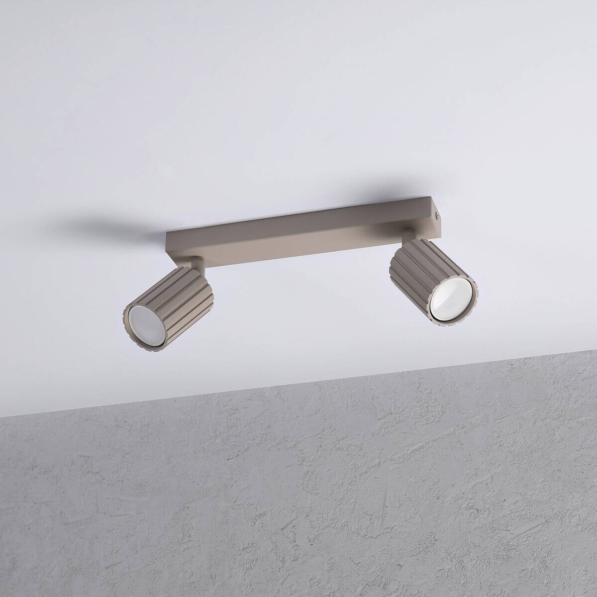 Lamkur Strahler Prisma beige Stahl B/H/L: ca. 6,5x16,5x30 cm 2 Brennstellen