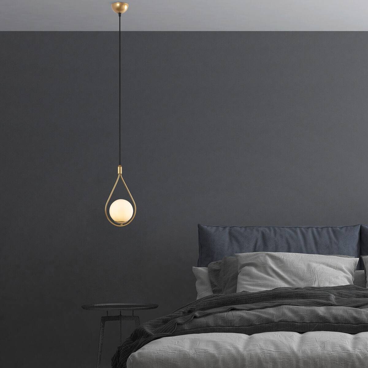 Opviq Pendelleuchte Mudon gold Glas B/H/T/L/D: ca. 15x136x15x15x15 cm E27 1 Brennstellen