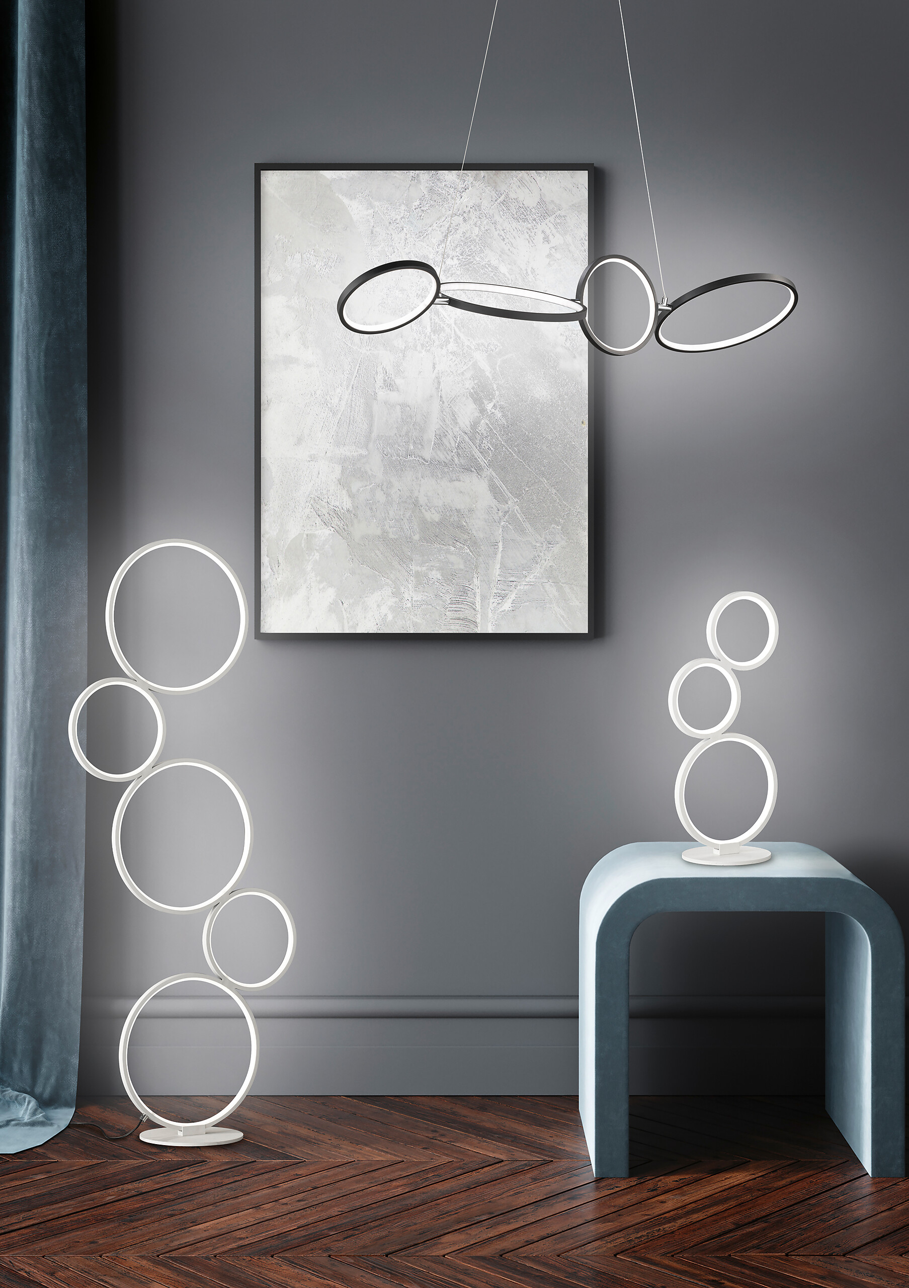 TRIO Stehleuchte Rondo weiß Metall B/H: ca. 47x115 cm