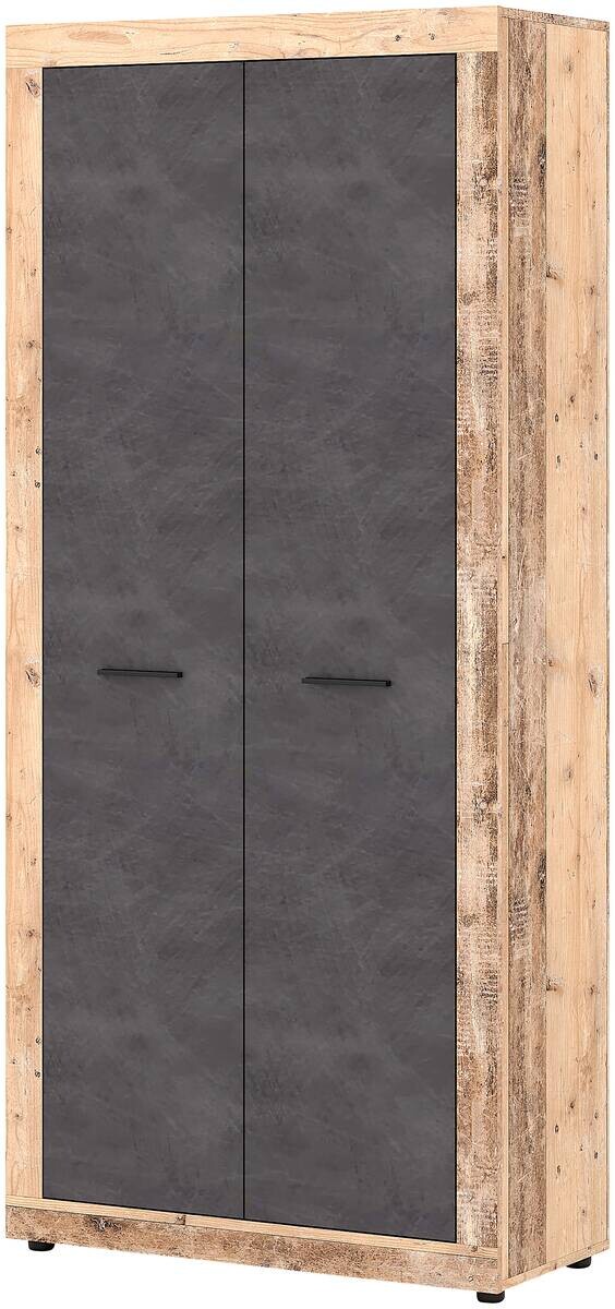 Garderobenschrank LUNA 2 Eiche Old Wood hell Nachbildung Eiche Matera Nachbildung Beton Optik B/H/T: ca. 89x198x40 cm