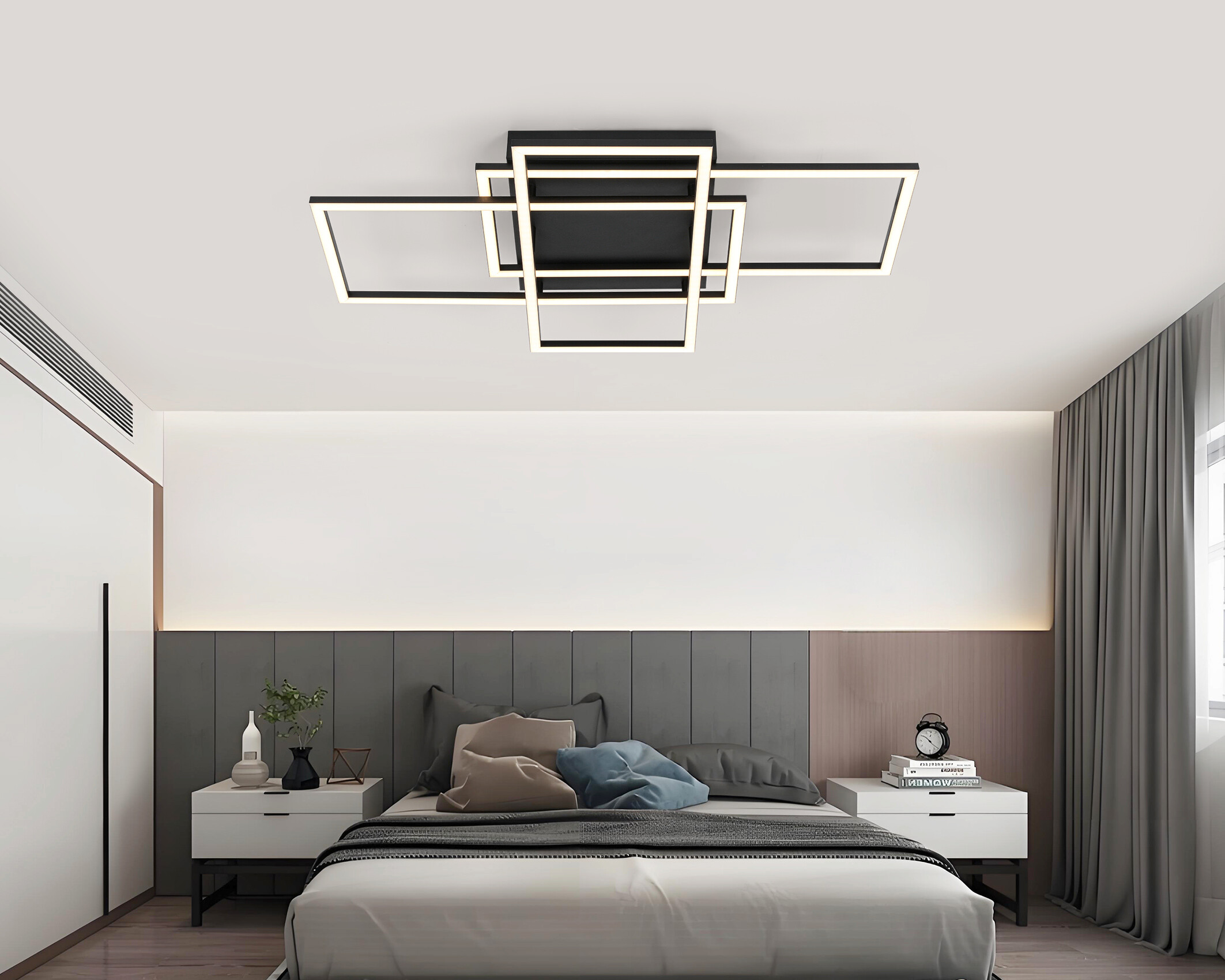 Nolo LED-Deckenleuchte Twin schwarz Metall B/H/L: ca. 36x9,1x58 cm