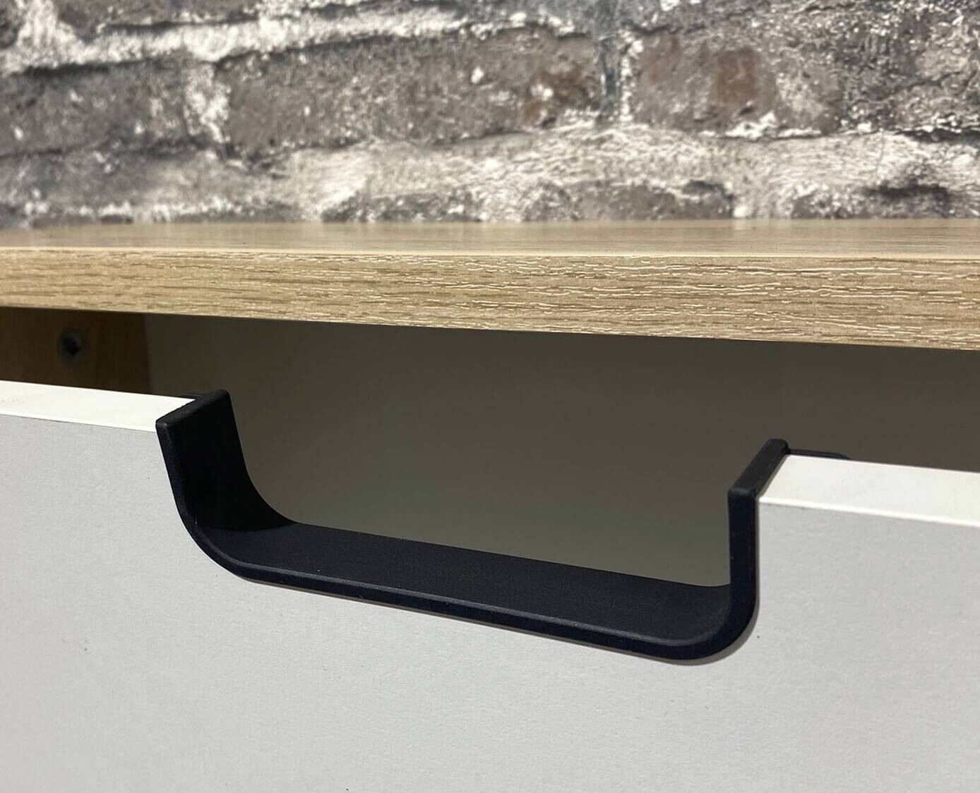 Highboard Emmik weiß matt Eiche Eiche weiß Nachbildung B/H/T: ca. 59,8x116,9x32,6 cm