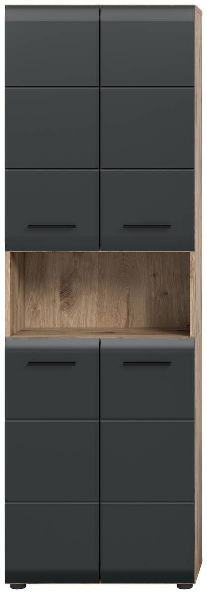 Hochschrank Ice Nox Oak Nachbildung schwarz matt B/H/T: ca. 60x185x30 cm