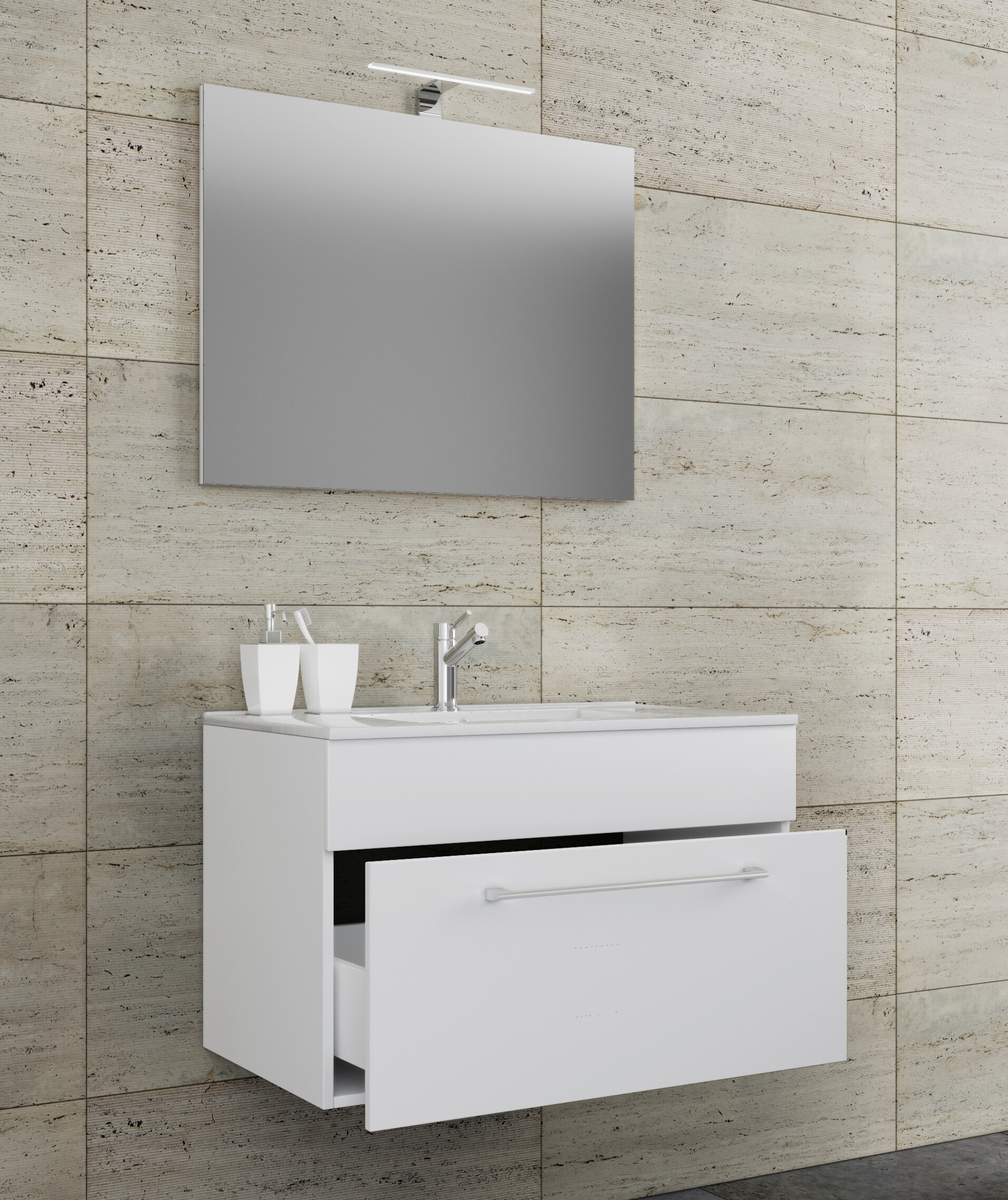 Waschplatz 3tlg-Badinos weiß B/H/T: ca. 60x50x46 cm