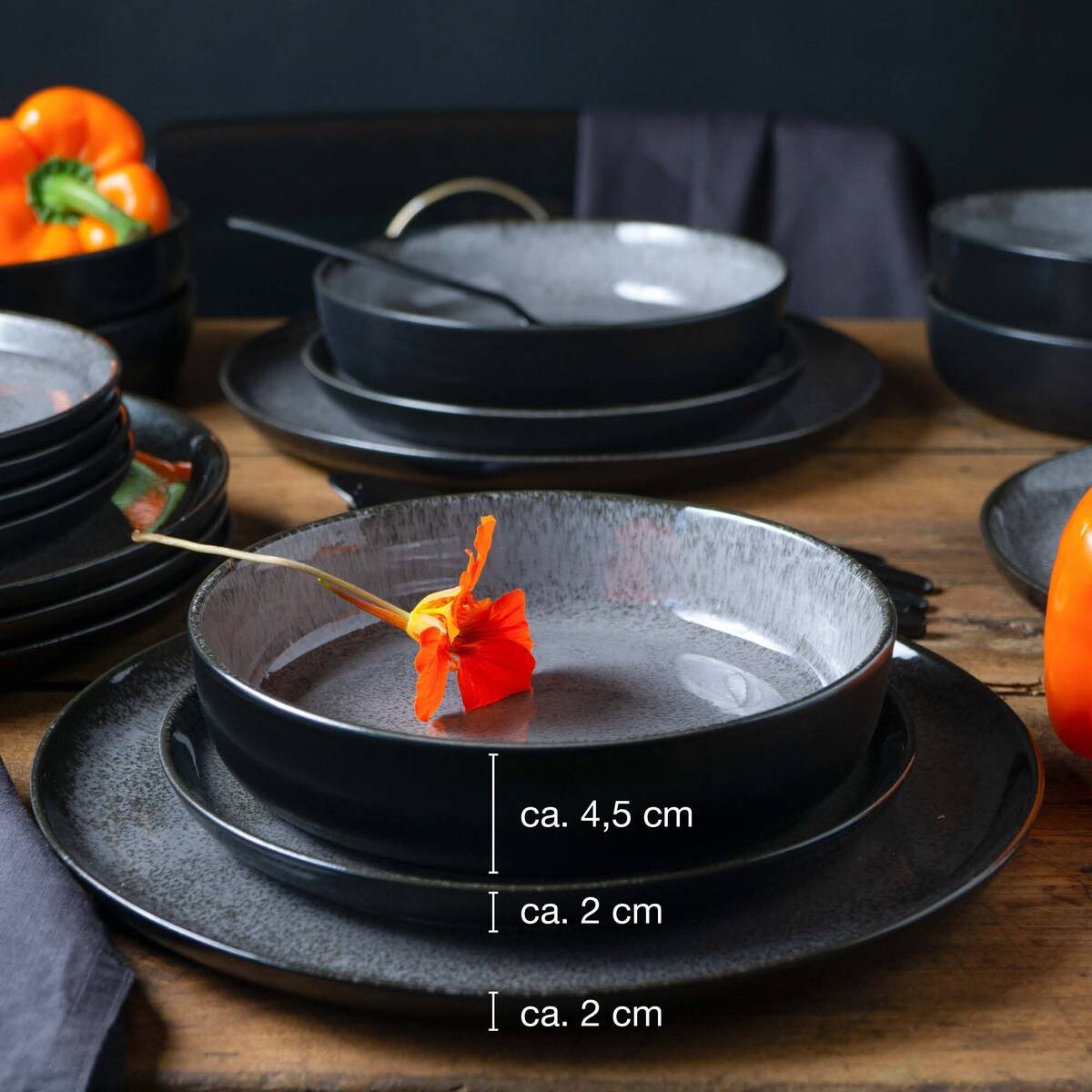 Moritz & Moritz Tafelservice Digital anthrazit Porzellan 18 tlg.