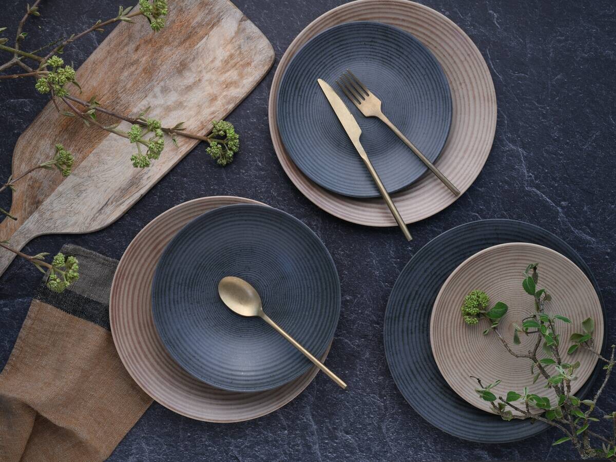 CreaTable Teller-Set Catania sand Steinzeug