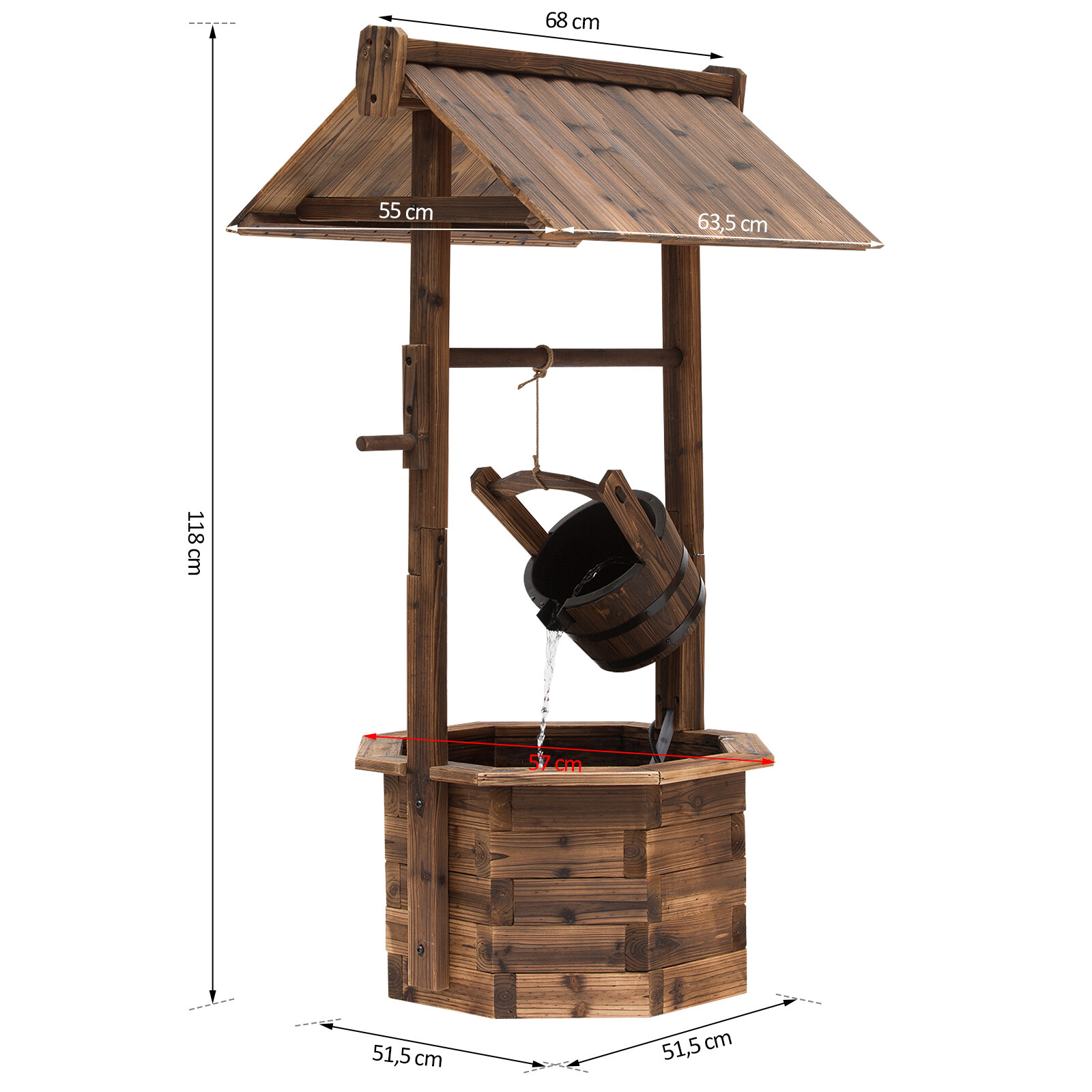 Outsunny Brunnen schwarz B/H/L: ca. 57x118x68 cm