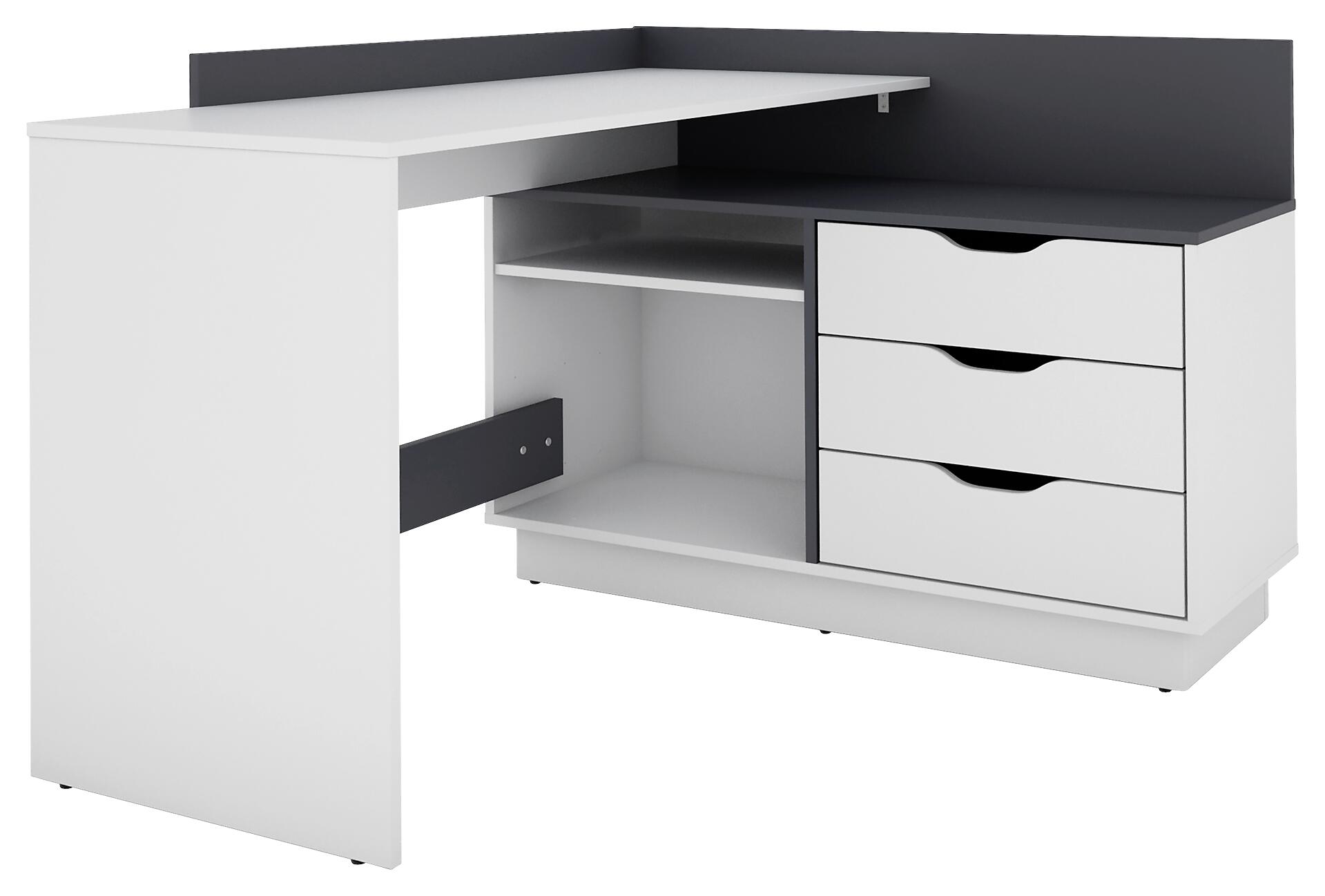 Winkelschreibtisch BELFAST weiß anthrazit B/H/T: ca. 129x83,5x105 cm