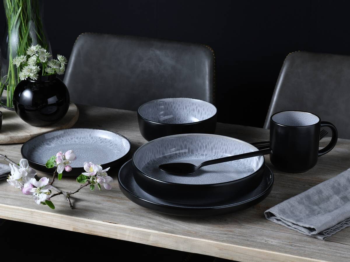 CreaTable Kombiservice Nordic Fjord grau Steinzeug 10 tlg.