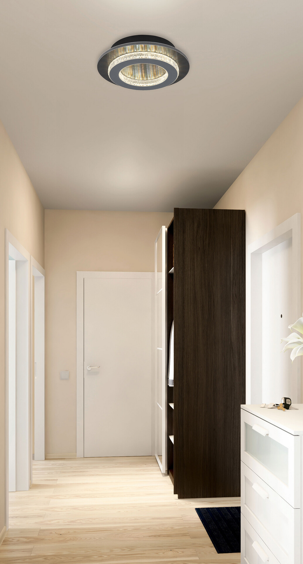 GLOBO LED-Deckenleuchte anthrazit mattschwarz hellgrau Kunststoff Metall H/D: ca. 5,5x20 cm 1 Brennstellen