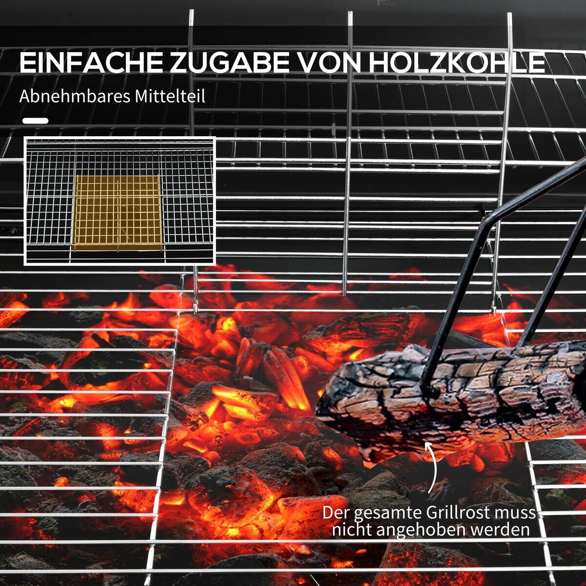 Outsunny Holzkohlegrill Metall B/H/L: ca. 71,5x102x95 cm