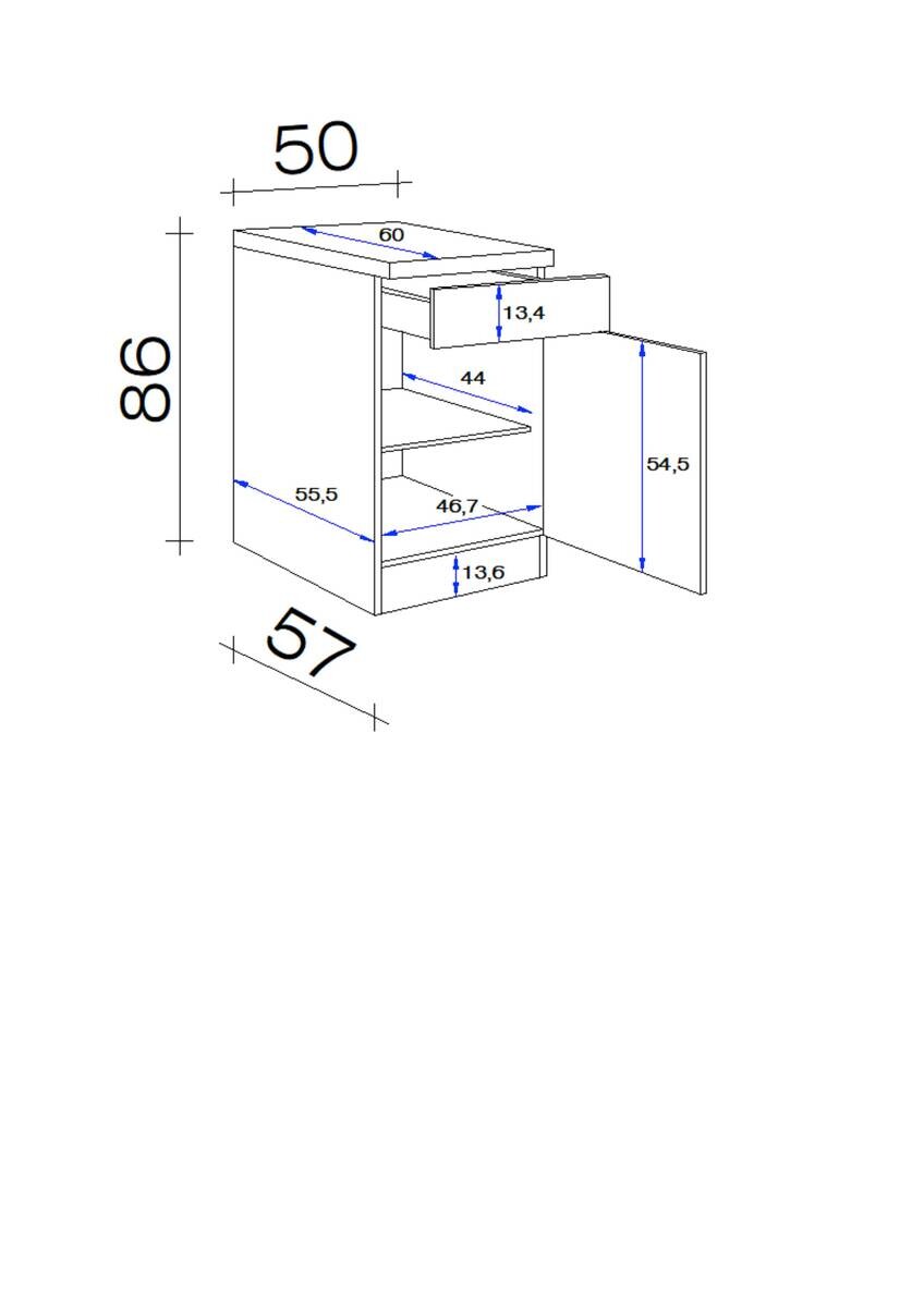 Unterschrank Valero weiß Hochglanz B/H/T: ca. 50x86x60 cm