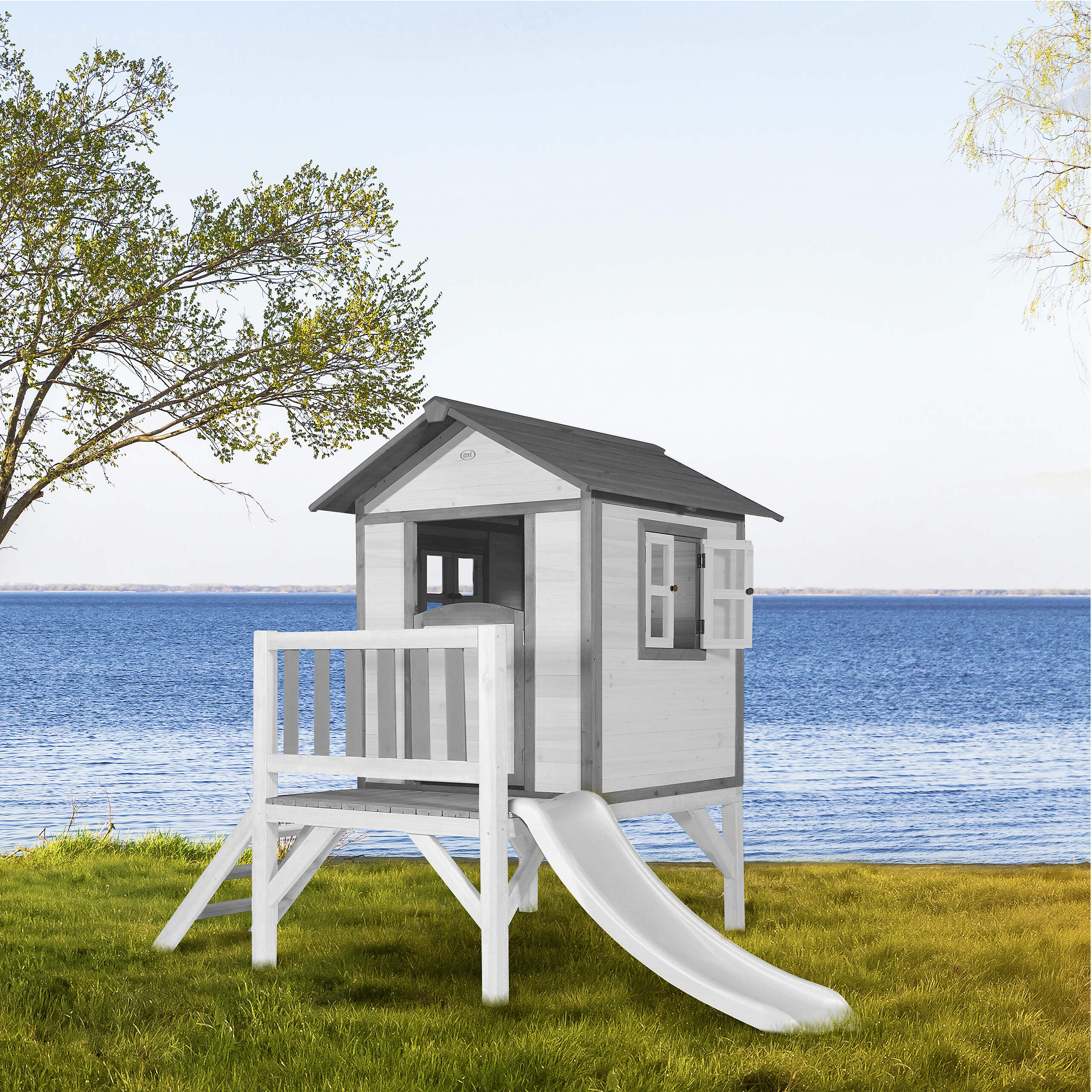 AXI Spielhaus Lodge XL grau B/H/L: ca. 240x189x167 cm