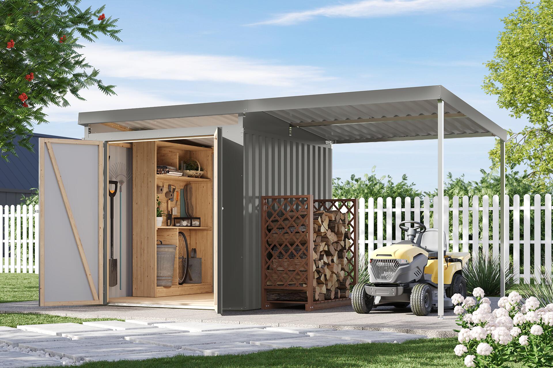 Karibu Gartenhaus Indra 2 grau B/H/T: ca. 206x213x206 cm