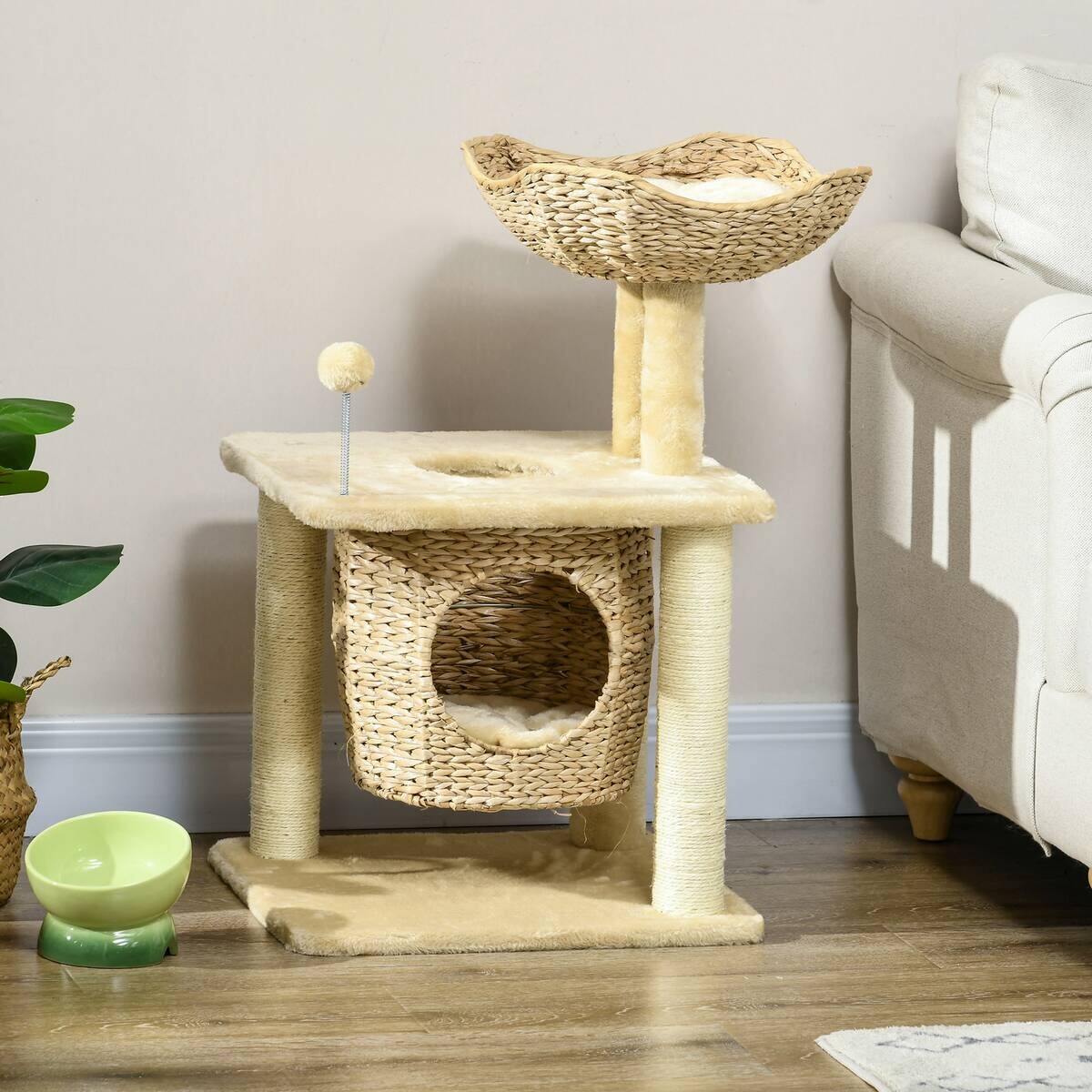 PawHut Kratzbaum beige Plüsch B/H/L: ca. 40x74x45 cm