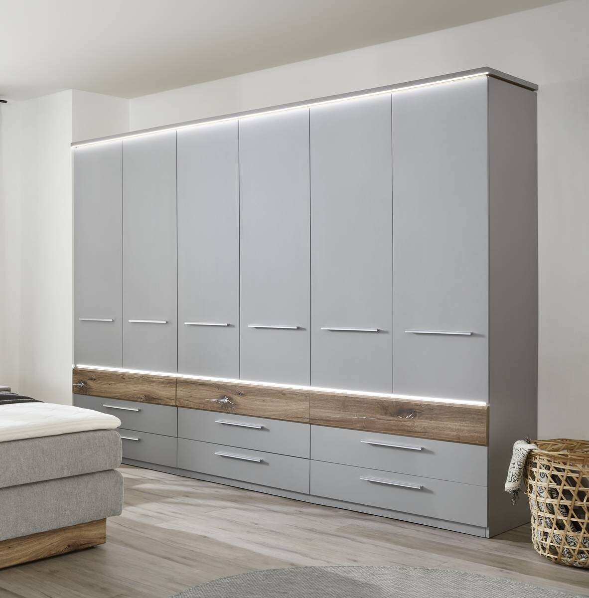 Kleiderschrank Tulsa Arktisgrau Oak Flagstaff Nachbildung B/H/T: ca. 301x229x61 cm Kleiderschrank Tulsa Arktisgrau Oak Flagstaff Nachbildung B/H/T: ca. 301x229x61 cm