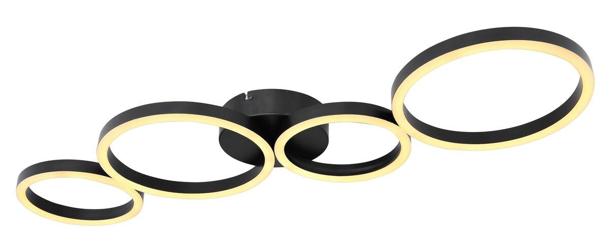 GLOBO Deckenleuchte 67229-35B Venosa schwarz Opal weiß Kunststoff Metall B/H/L: ca. 33x6,5x88,5 cm null 4 Brennstellen