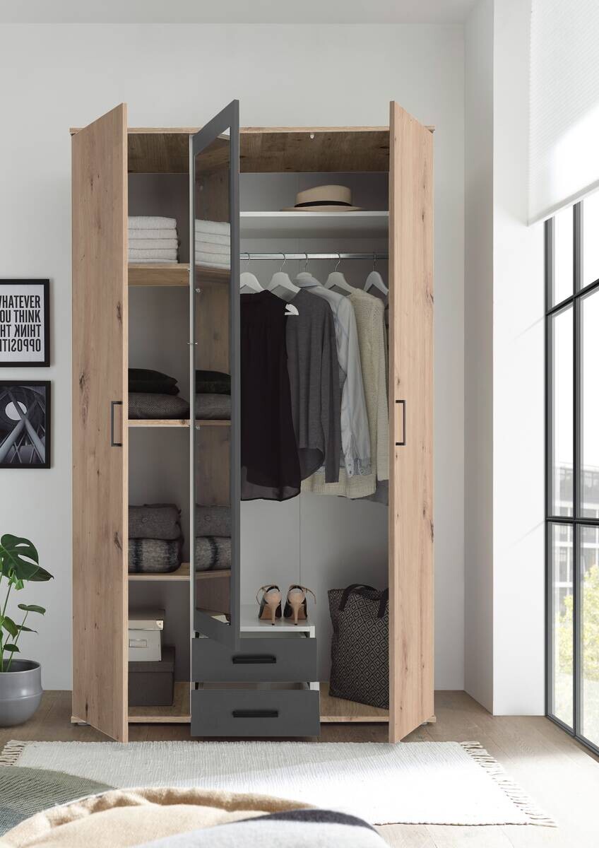 Kleiderschrank Eiche Artisan Nachbildung B/H/T: ca. 120x197x54 cm