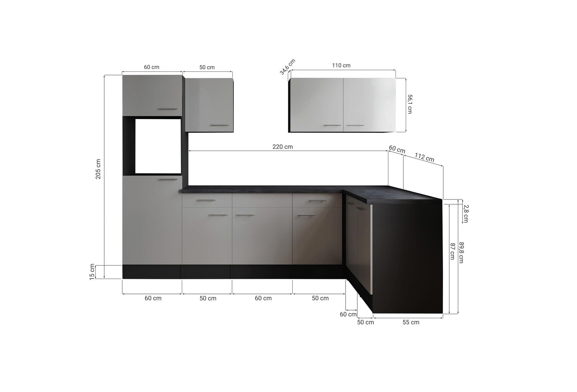 Winkelküche Oliver B/H/T: ca. 280x205x172 cm