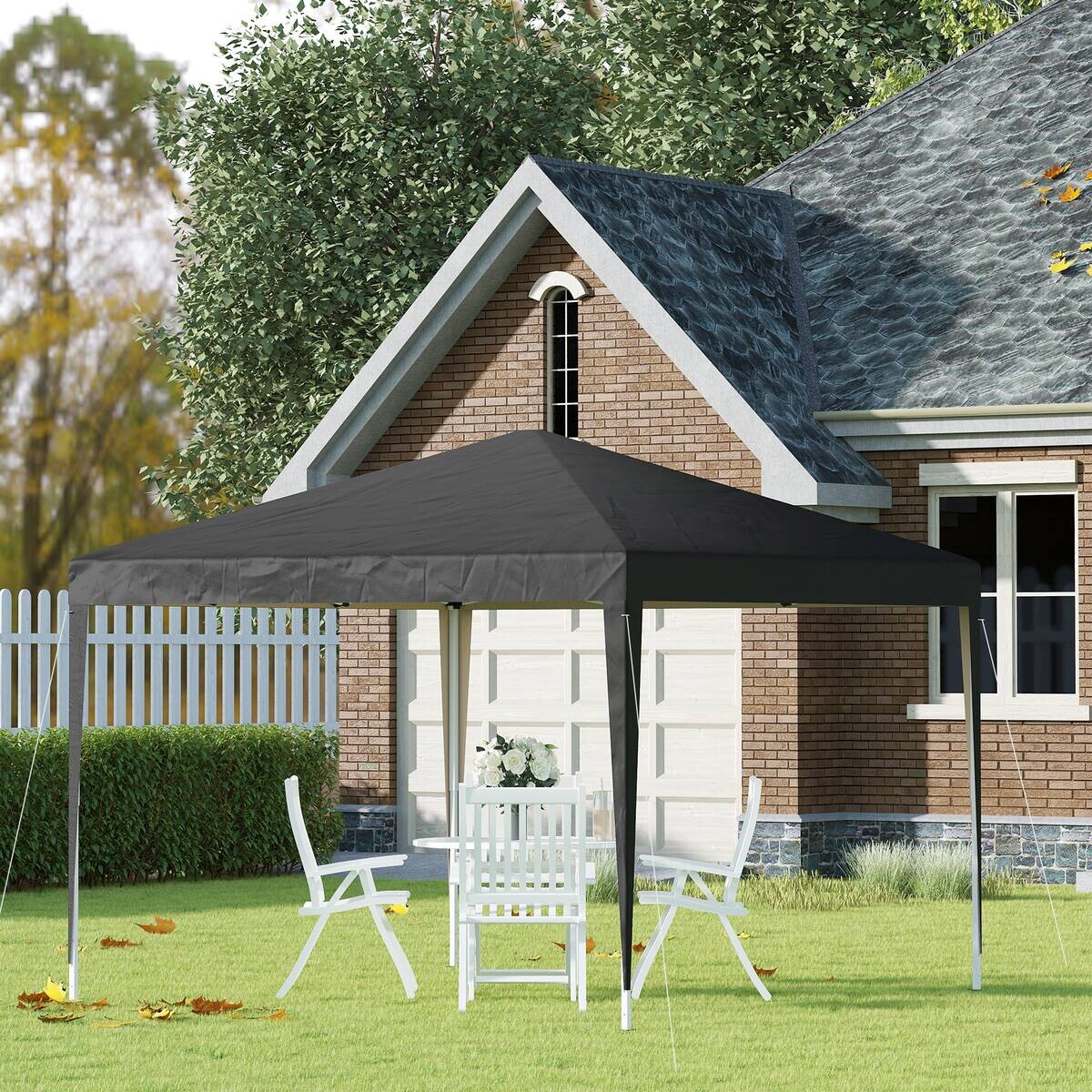 Outsunny Pavillon schwarz Stahl B/H/L: ca. 295x255x295 cm