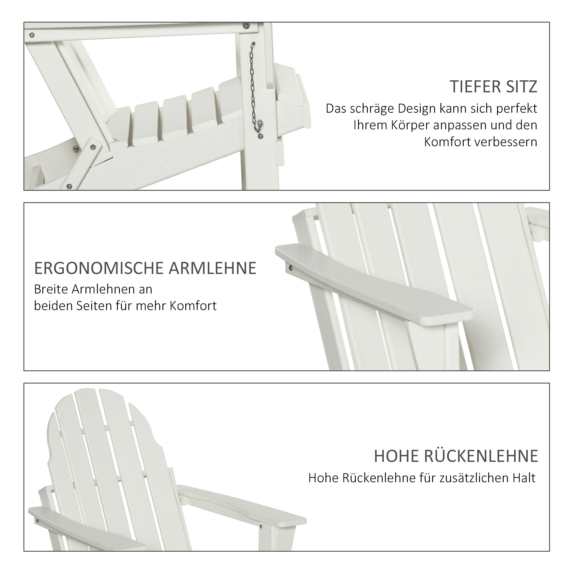 Outsunny Gartenstuhl weiß Holzwerkstoff B/H/T: ca. 75x93x85 cm