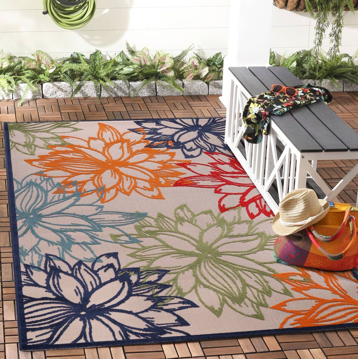 Sanat Outdoorteppich FLORAL bunt B/L: ca. 80x200 cm