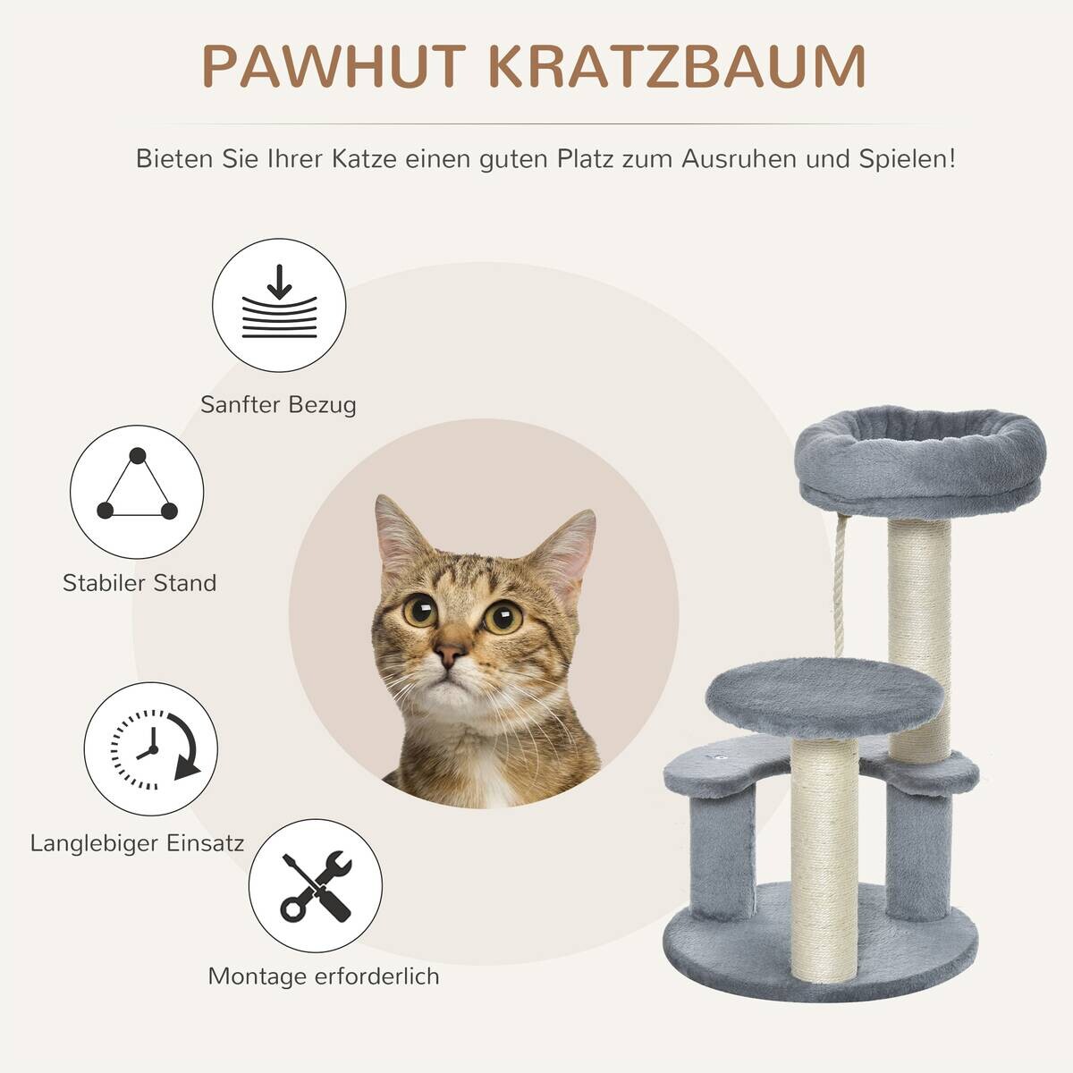 PawHut Katzen-Zubehör grau Polypropylen B/H/L: ca. 40x40x65 cm