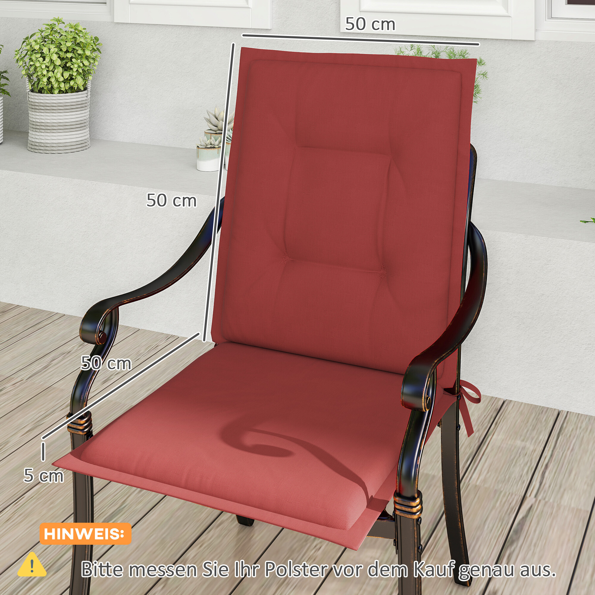 Outsunny Sitzkissen 4er Set weinrot Polyester B/H/L: ca. 50x5x108 cm