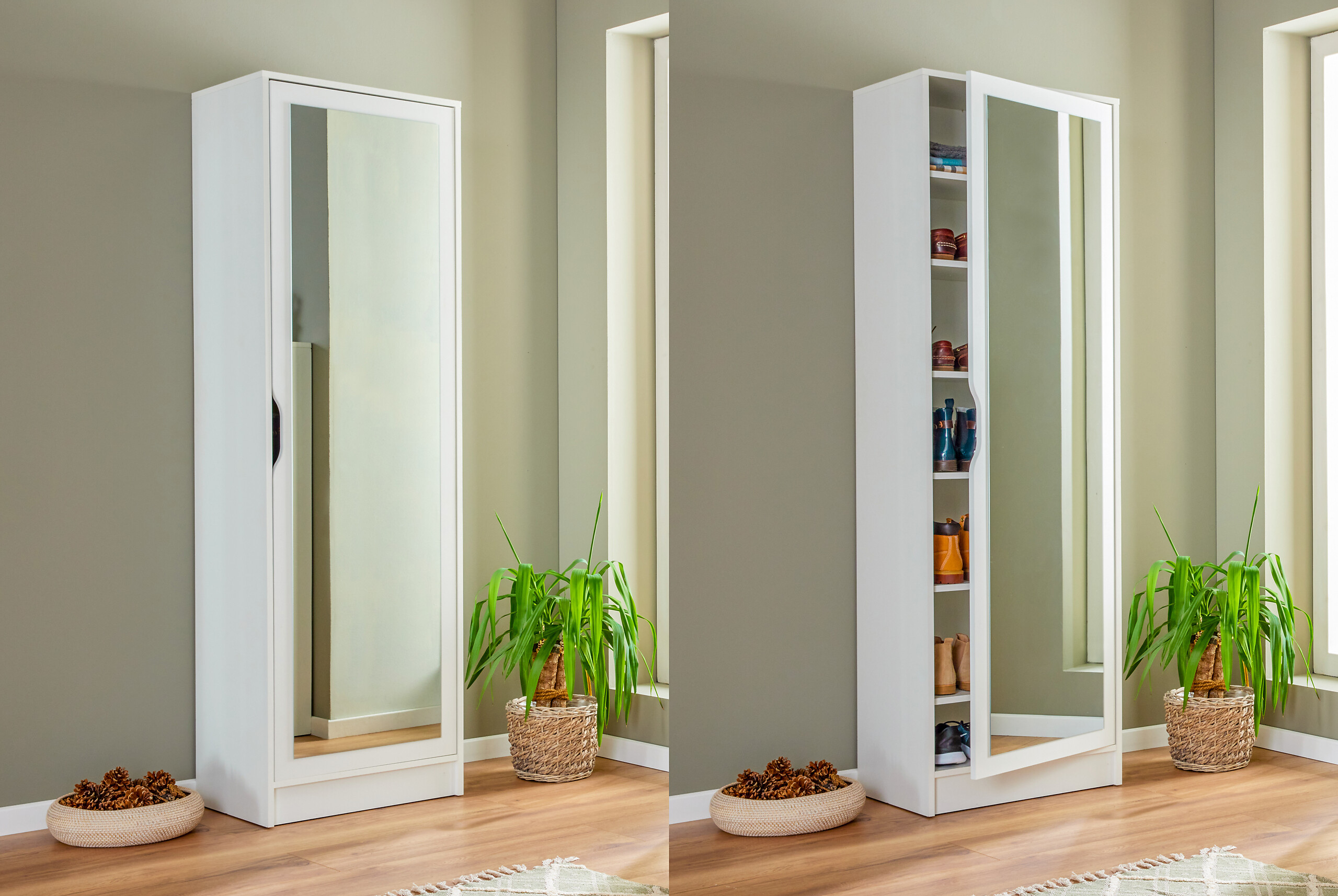 Schuhschrank Westphalen 1D weiß beschichtet Nachbildung B/H/L: ca. 40x189,5x58 cm