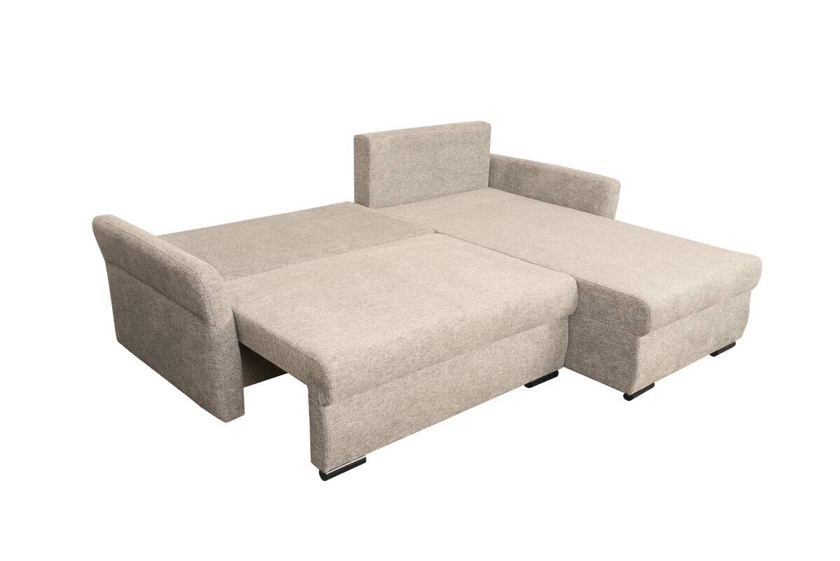 Ecksofa mit Bettfunktion und Bettkasten beige Webstoff B/H/T: ca. 218x90x168 cm
