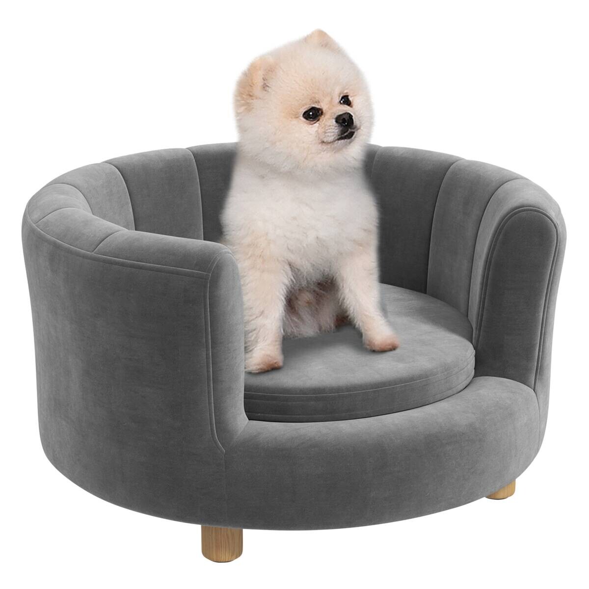 PawHut Hundesofa grau Polyester B/H/L: ca. 64x37x65 cm