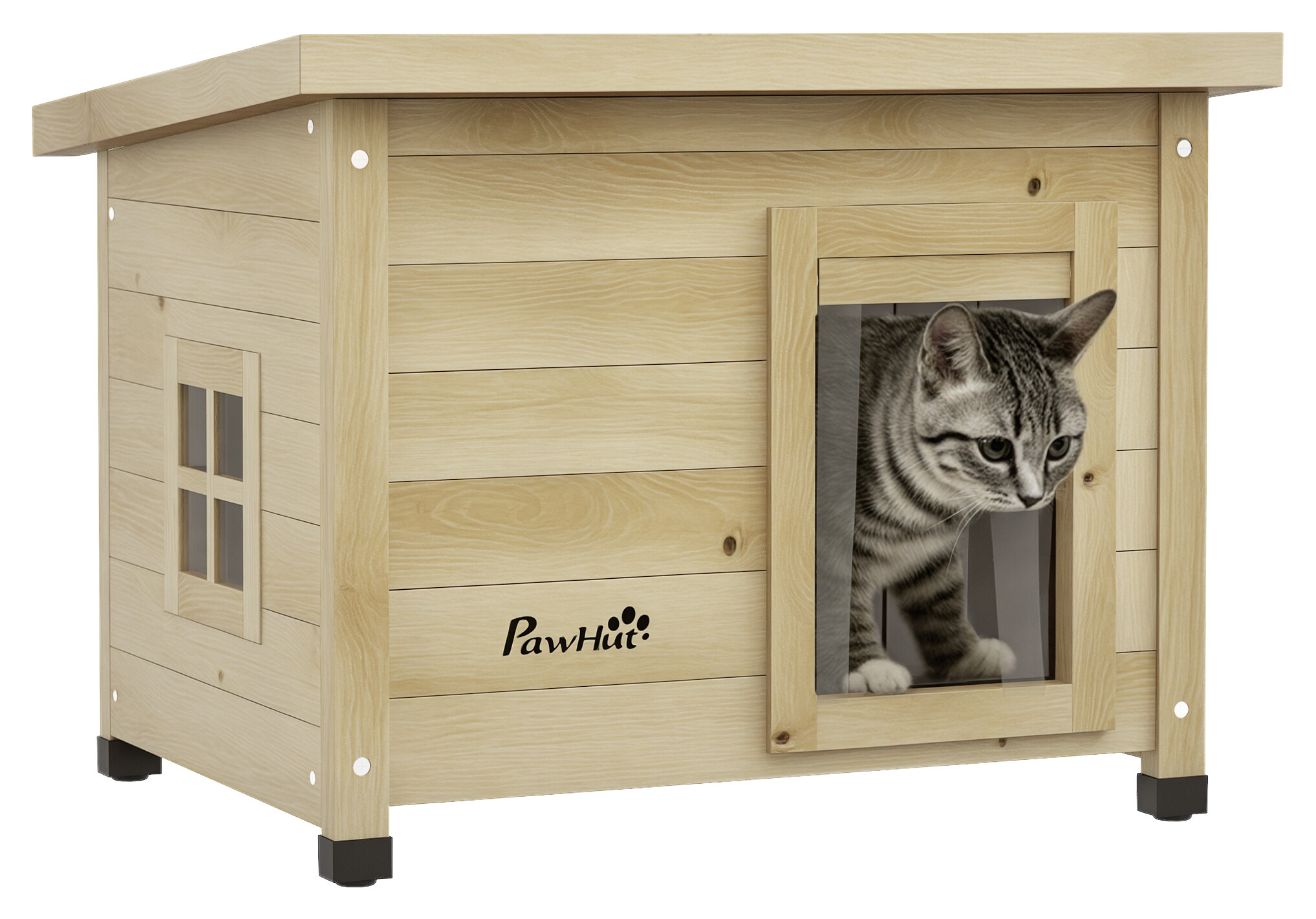 PawHut Katzenhaus gelb Holz B/H/L: ca. 45x43x57 cm