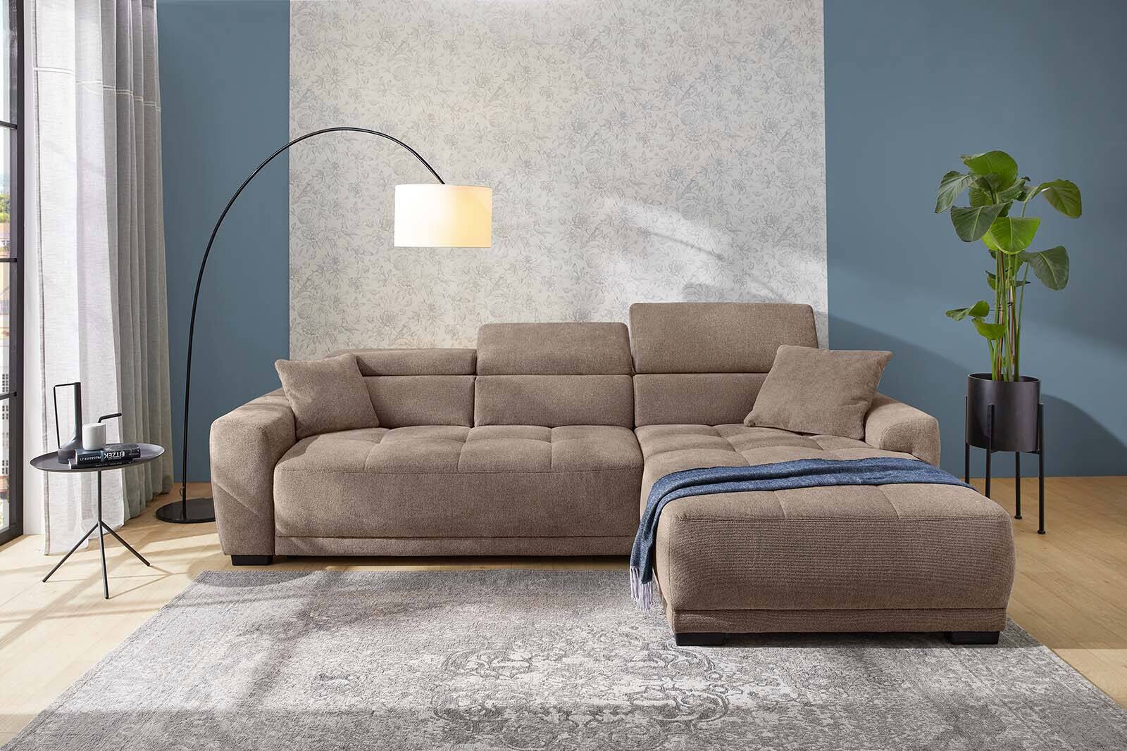 Ecksofa mit elektrischer Sitztiefenverstellung hellbraun Microfaser B/H/T: ca. 296x105x200 cm Ecksofa mit elektrischer Sitztiefenverstellung hellbraun Microfaser B/H/T: ca. 296x105x200 cm