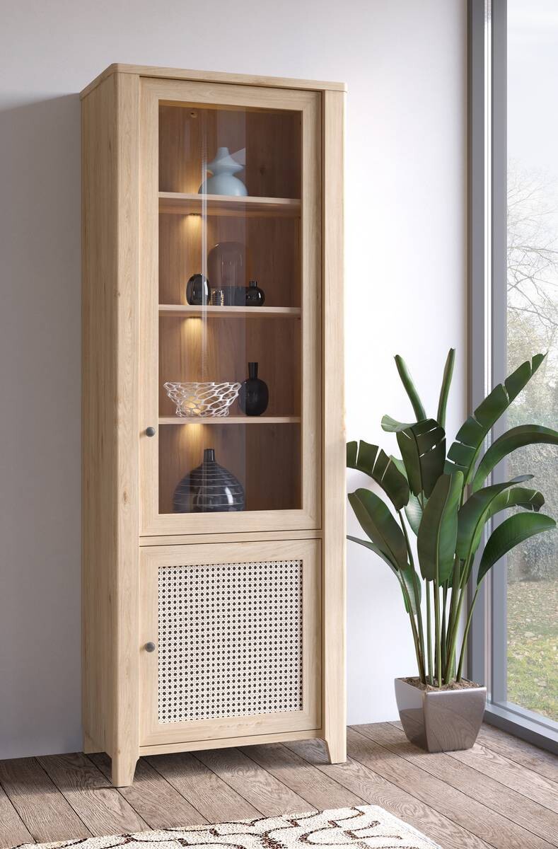 Standvitrine Cestino Jackson Hickory Nachbildung B/H/T: ca. 73x206x42 cm