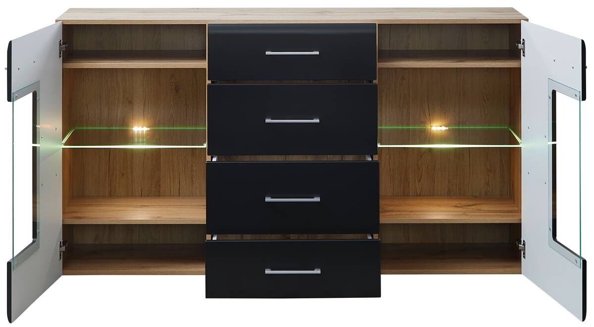 Sideboard Sonate Eiche Nachbildung schwarz matt B/H/T: ca. 170x93x40 cm