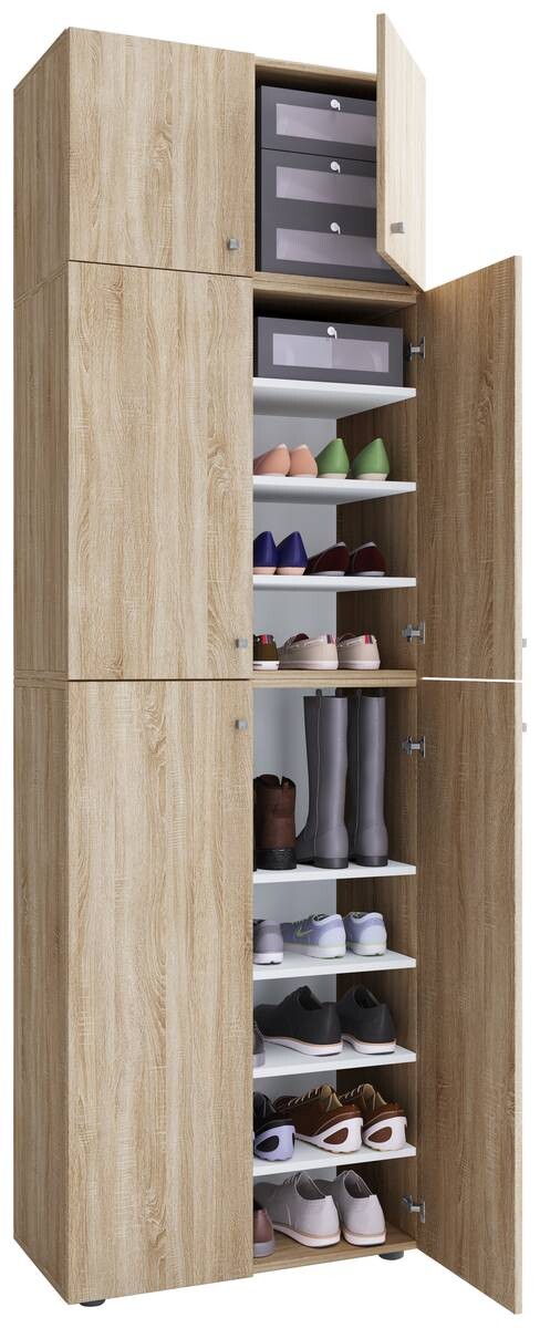 Schuhschrank Lona Eiche Sonoma Nachbildung weiß B/H/T: ca. 70x223x39 cm