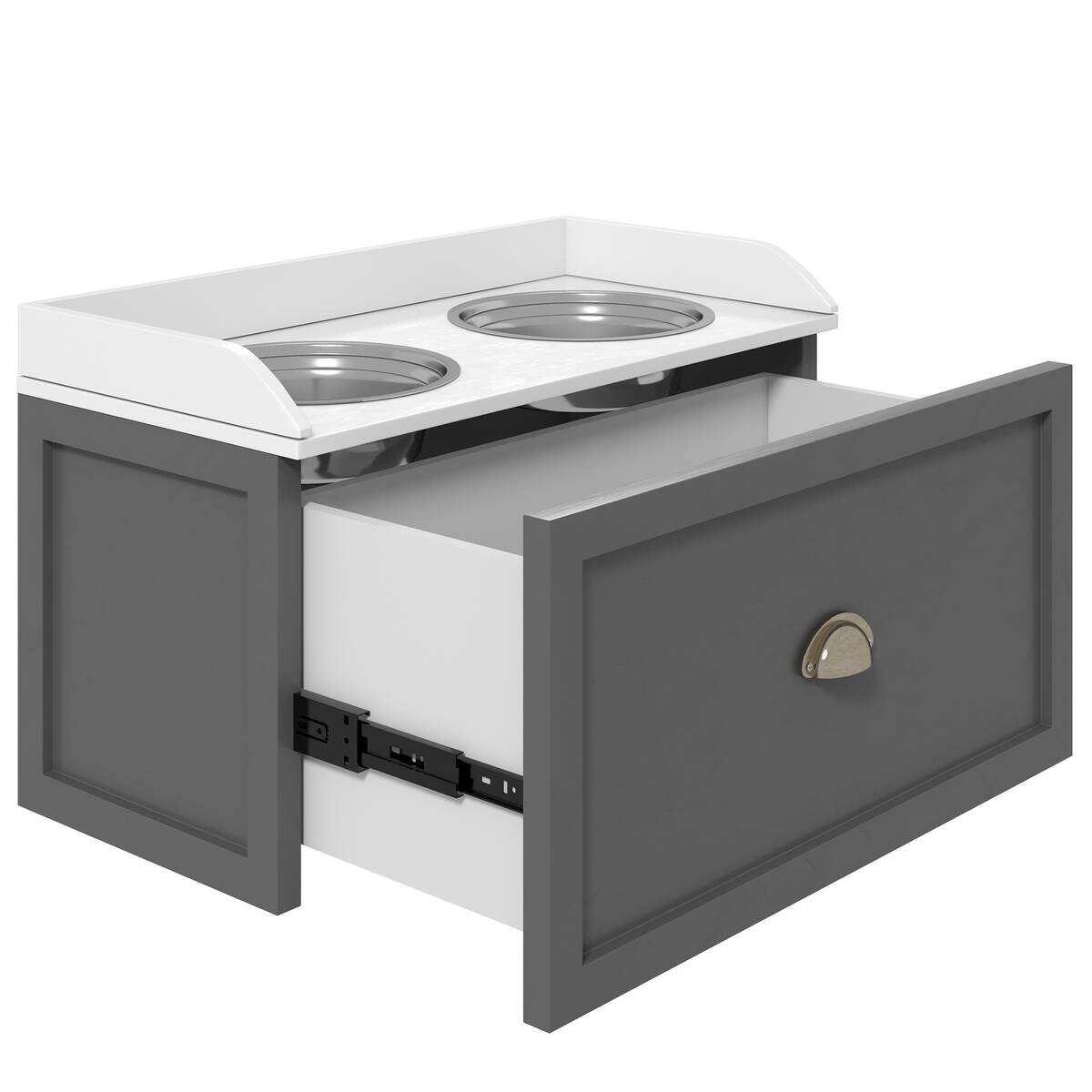 PawHut Hundenapf grau MDF B/H/L: ca. 30x36x60 cm