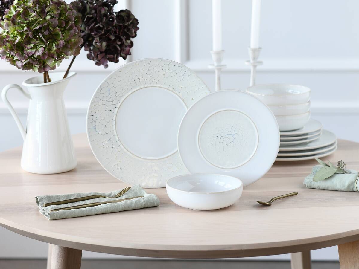 CreaTable Tafelservice Unico Toscania offwhite Steinzeug 12 tlg.