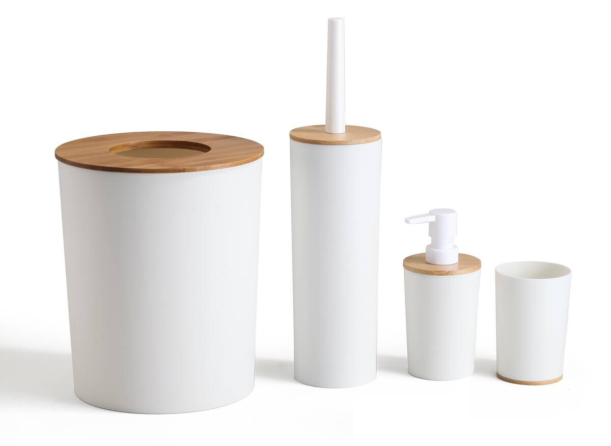 Sensation Bad-Set weiß natur Bambus Kunststoff