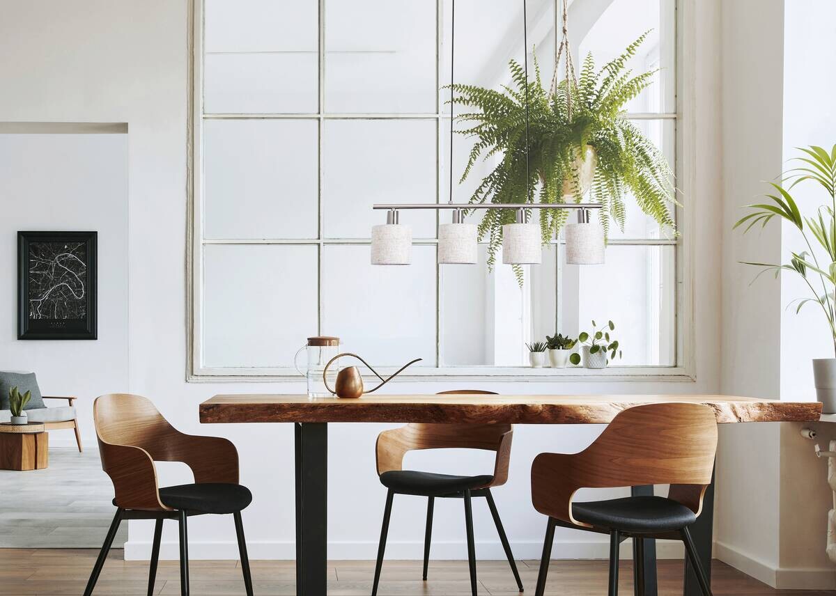 Näve Leuchten Pendelleuchte 7092044 natur Metall Textil B/H/T: ca. 12x1,4x71,5 cm E14 4 Brennstellen