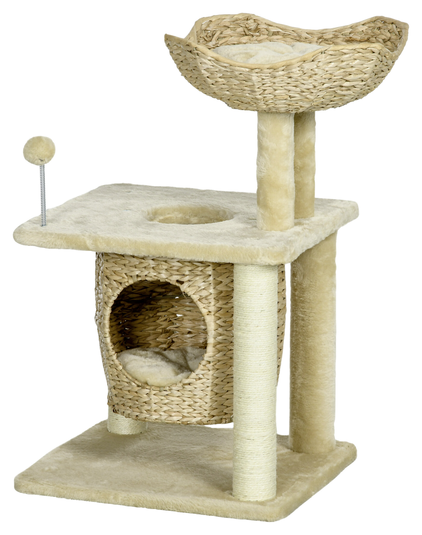 PawHut Kratzbaum beige Plüsch B/H/L: ca. 40x74x45 cm
